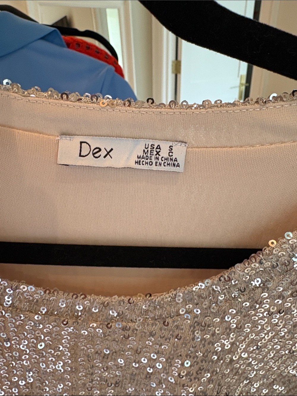 Dex Silver Sequin Scoop-Neck Long Sleeve Top - Picture 2 of 3
